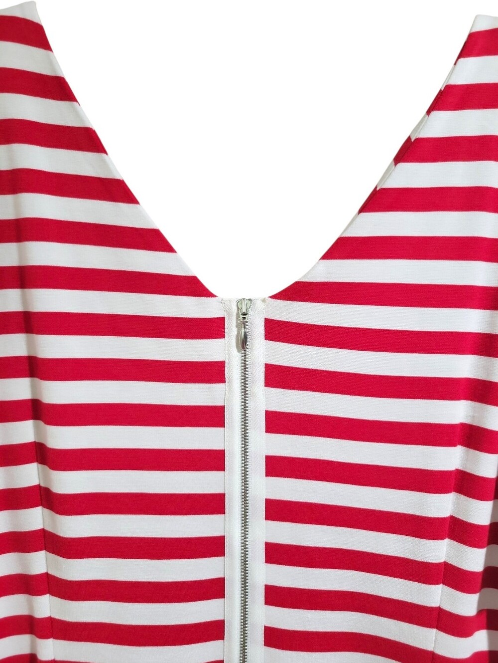 Banana Republic Striped Nautical Ponte Knit V-Neck Mini Dress Size 16 Zippers - Picture 6 of 10